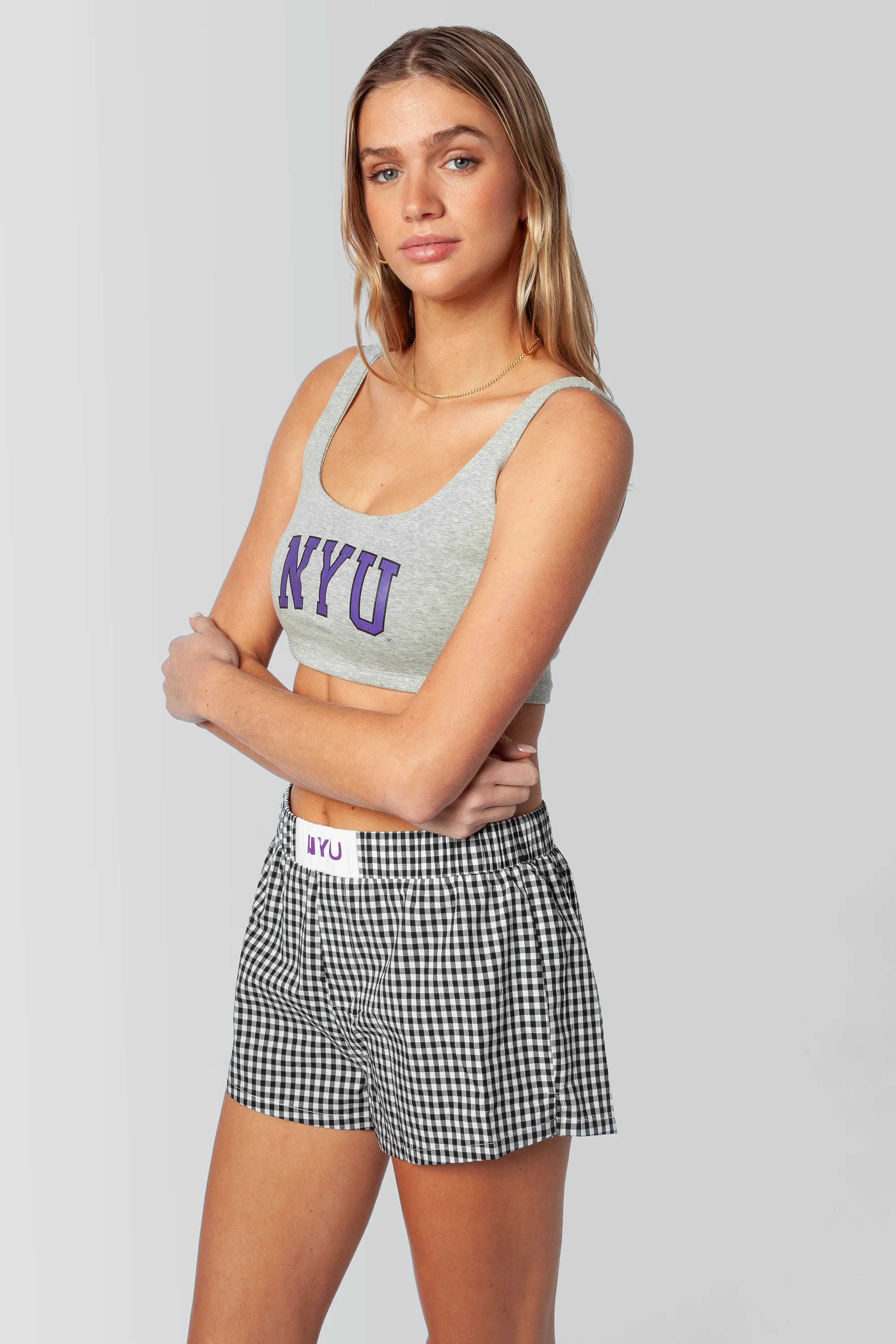 NYU Gameday Gingham Shorts - Image 3